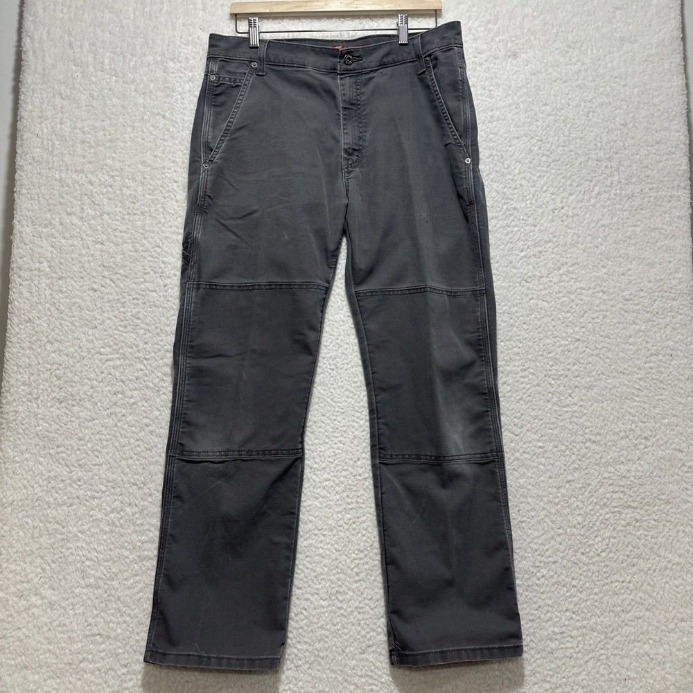 DICKIES‎ Flex Regular Fit Double Knee Stonewashed Gray Canvas Pants Size 34